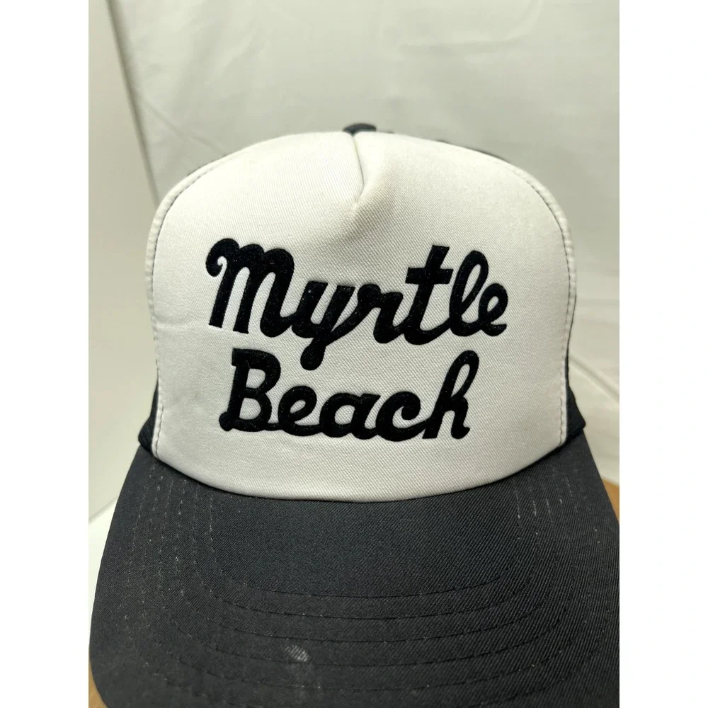 Myrtle‎ Beach Trucker Hat Cap Snapback 1980s White Black Souvenir  Beach